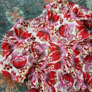 Zara Womens Floral Tiered Mini Dress Red Pink Long Sleeve Smock Size S